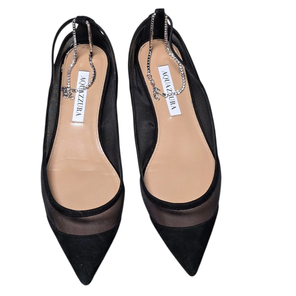 AQUAZZURA SECRET AFFAIR BALLET SHEER FLATS 37/US 7 - Picture 5 of 16